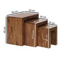 Lot de 3 tables gigognes en bois de sheesham massif, Dimensi… (photo 2)