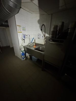 une cuisine avec un évier et une cuisinière