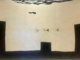 a painting on the wall of a room with a bird in the sky
