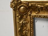 an image of a gold framed mirror on a wall in a room
