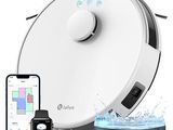 an image of a robot vacuum cleaner with water coming out of it