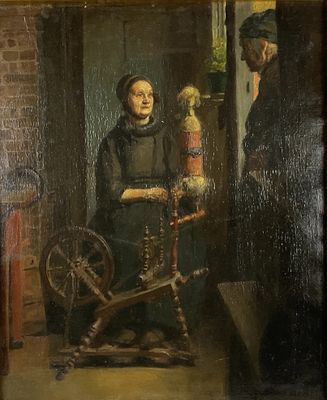 ÉCOLE DU NORD, E. RÖHIK - XIXe-XXe siècle, « Scène d’intérie…