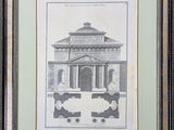 an old picture of a picture of a building in a frame
