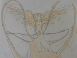 a drawing of an angel with wings on it