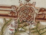 an old map with a picture of a castle on it