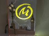 a picture of a picture of big ben and a street light