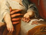 an image of a painting of a woman holding a baby in her lap