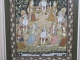 a picture of a painting of a group of people in a circle