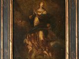 a painting of a woman holding a child in her arms