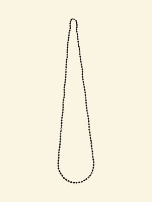 an illustration of a black beaded necklace on a white background