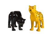 deux figurines représentant un chat et un léopard