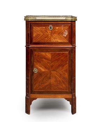 an image of a wooden cabinet with a marble top