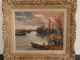 an image of a painting of a boat on the water