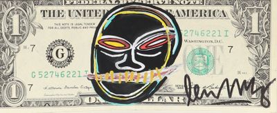 an image of a dollar bill with a drawing of a man ' s face on it
