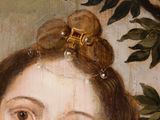 a painting of a woman with a flower in her hair