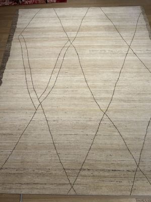 Tapis moderne noué main couleur beige gris 300 x 250