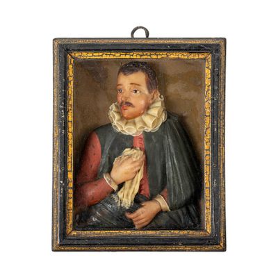 un vieux tableau représentant un homme tenant un morceau de tissu