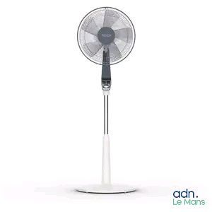 an image of a black and white fan on a white stand