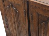 two wooden cabinets that are side by side on a white background