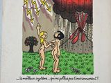 dessin représentant un homme et une femme dans un champ