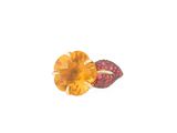 a close up of a ring with a flower on it