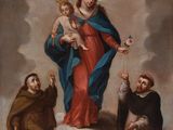 an image of a painting of the virgin and child surrounded by angels