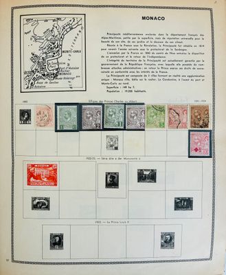 * [MONACO] Dans deux albums, collection de timbres **/*/obl.…