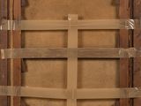 an old picture of a wooden frame with a cross on it