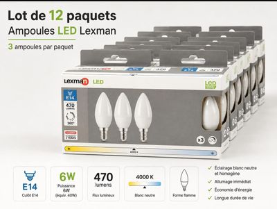 lot de 12 ampoules led lekman