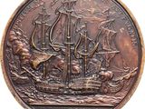 an image of a bronze coin with a ship on it
