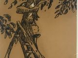 an image of a drawing of a man on a ladder