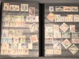 many different stamps on the cover of a book