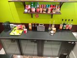 a counter that has a lot of food on it