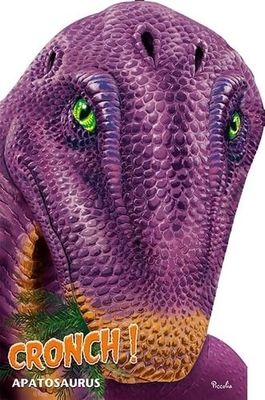 la tête d'un dinosaure violet aux yeux verts sur fond blanc