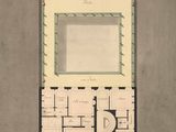 a drawing of a plan of a house with a courtyard