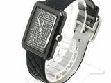 an image of a wrist watch with a black leather band