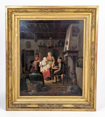 an image of a painting of a family in a living room