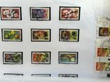a lot of stamps that are on a table