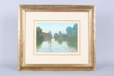 Luc DIDIER, né en 1954 : contre-jour sur l'étang.