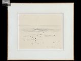 une image représentant un dessin de paysage avec un phare au loin