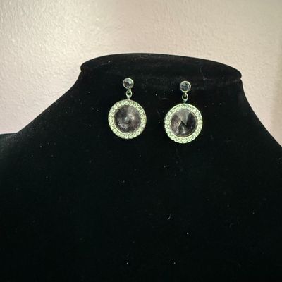 Paire de B.O. SWAROVSKI métal argenté et cristal blanc et pa…