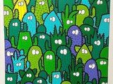 une image représentant un groupe de monstres verts et bleus
