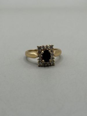 Bague en or jaune 750 millièmes, sertie d'un saphir ovale en… - Photo 1