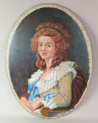 peinture d'une femme en robe bleue assise sur une chaise
