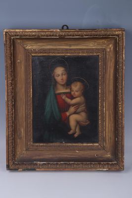 an old painting of a woman holding a baby in her arms