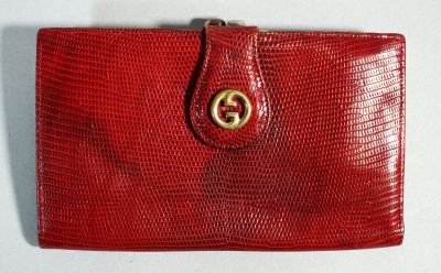 GUCCI Portefeuille en cuir rouge