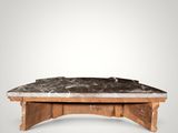 an image of a marble top coffee table with a wooden base