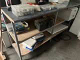 a table with a bunch of boxes on top of it