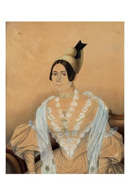 École du XIXe siècle Portrait de femme Crayon noir, aquarell…