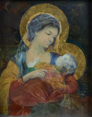 une image d'une peinture représentant une femme tenant un bébé